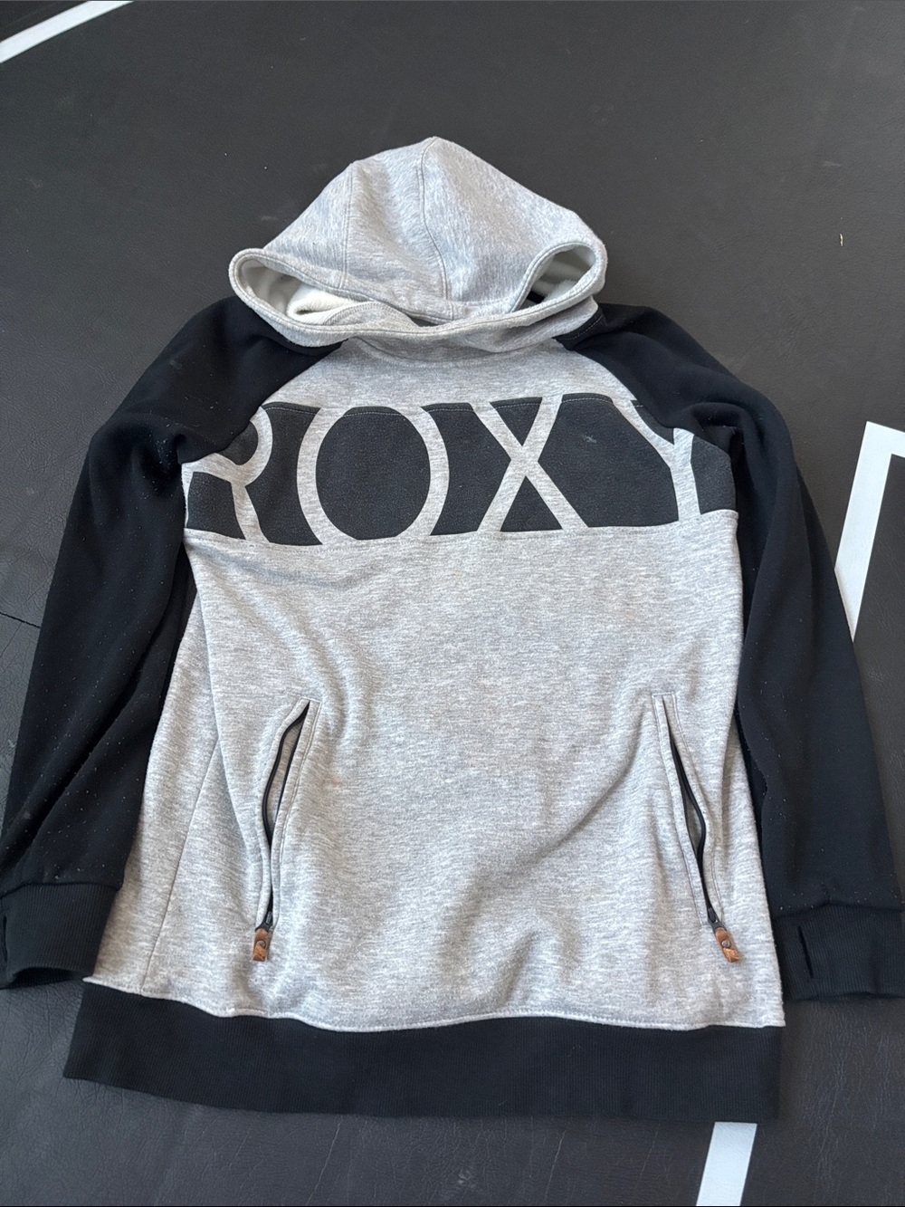 Roxy Gray & Black Logo Hoodie